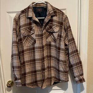 Wrangler Plaid Shirt Jacket in Brown and Tan